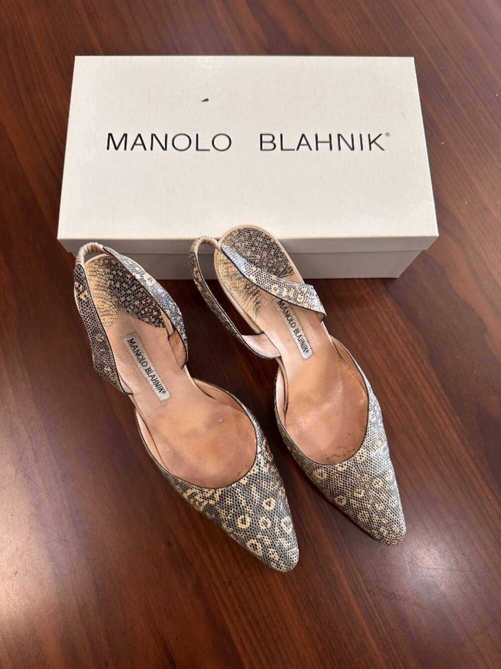Manolo Blahnik Lizard Slingbacks